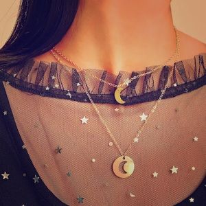 Moon cut out gold necklace
